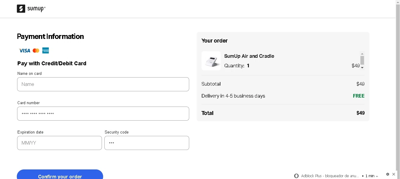 SumUp checkout page showing SumUp discount code box | Screenshot taken by SimplyCodes community member on Nov 18, 2022