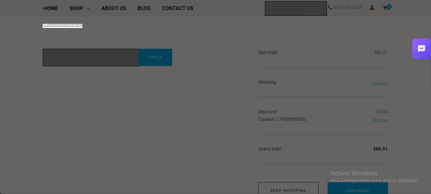 SunburstSuperfoods checkout page showing SunburstSuperfoods promo code box | Screenshot taken by SimplyCodes community member on Feb 20, 2024