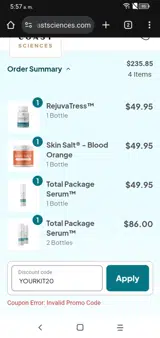 YOURKIT20 coupon verification screenshot