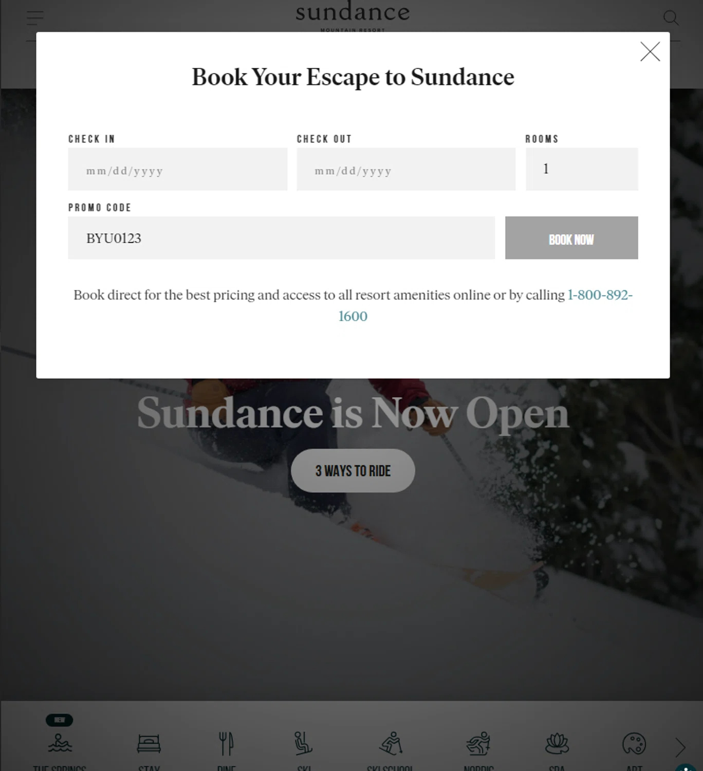 Sundance Mountain Resort checkout page showing Sundance Mountain Resort promo code box | Screenshot taken by SimplyCodes community member on Dec 11, 2024