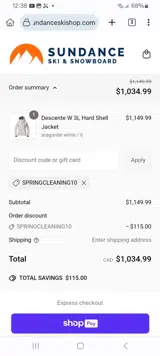 SPRINGCLEANING10 coupon verification screenshot