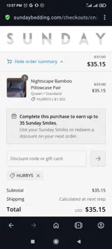 HURRY5 coupon verification screenshot