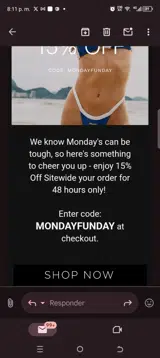 MONDAYFUNDAY coupon verification screenshot