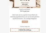 CHOCOLATE25 coupon verification screenshot