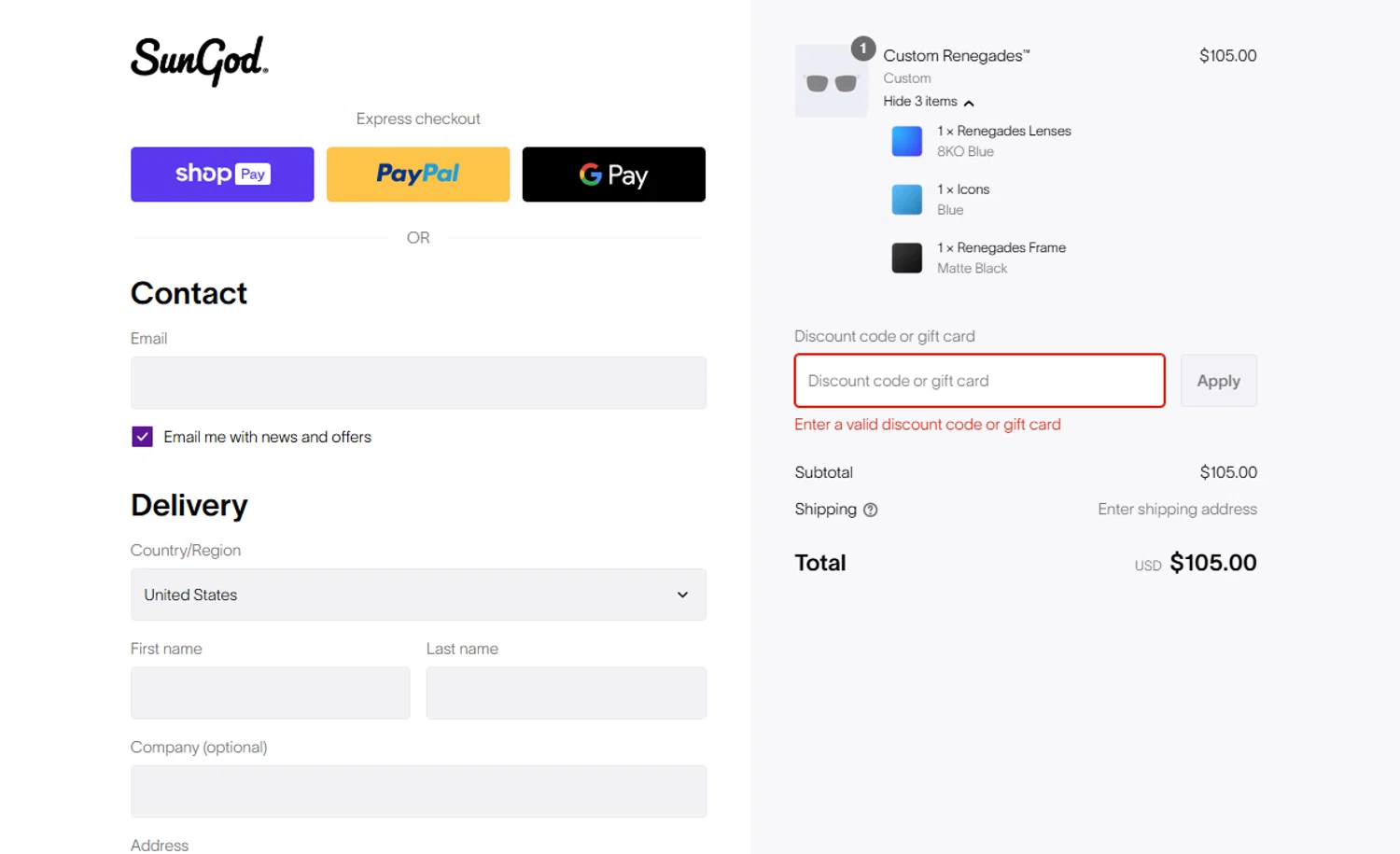 SunGod discount code screenshot showing code STILLSTOKED20 applied at SunGod checkout page. Uploaded by SimplyCodes community member VictoriousFinder8211 on Jul 28, 2025
