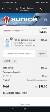Vip15 coupon verification screenshot