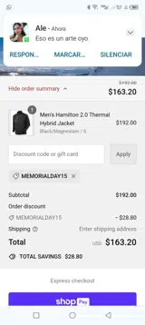 Memorialday15 coupon verification screenshot