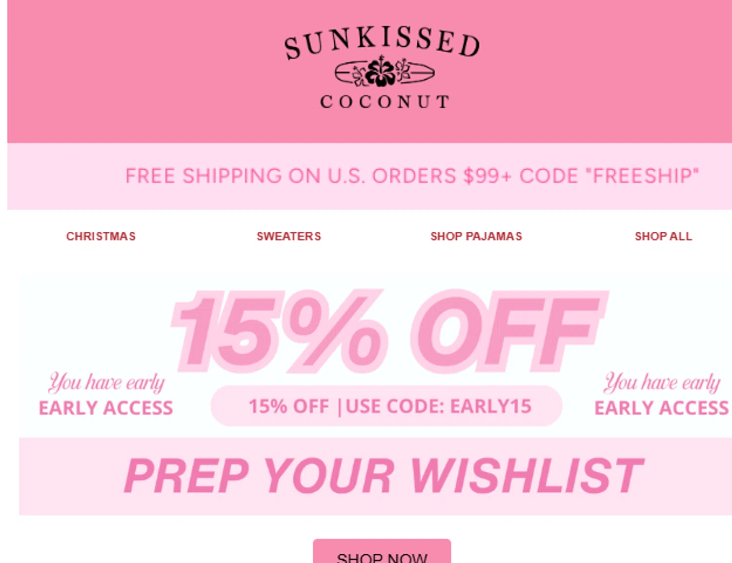 Sunkissed Coconut discount code screenshot showing code EARLY15 applied at Sunkissed Coconut checkout page. Uploaded by SimplyCodes community member valeriaantonieta on Nov 7, 2025