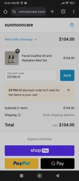 EXTRA10 coupon verification screenshot