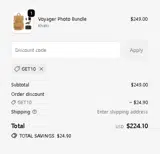 Get10 coupon verification screenshot