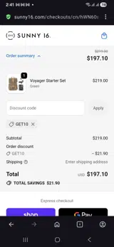 Get10 coupon verification screenshot
