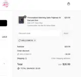 WELCOME10 coupon verification screenshot