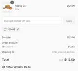 10SAVE coupon verification screenshot