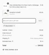 WELCOME30 coupon verification screenshot