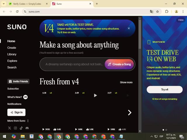 Suno checkout page showing Suno promo code box | Screenshot taken by SimplyCodes community member on Jan 13, 2025