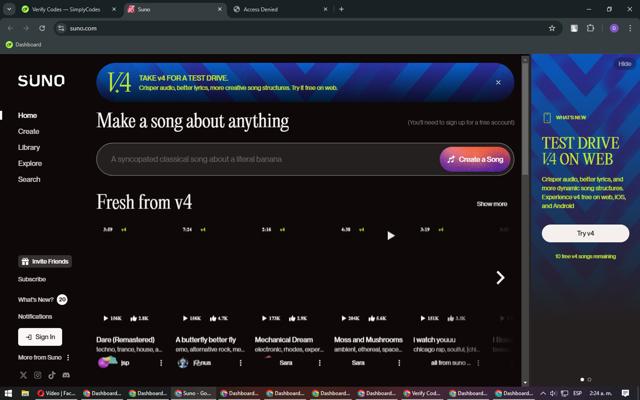 Suno checkout page showing Suno promo code box | Screenshot taken by SimplyCodes community member on Jan 13, 2025