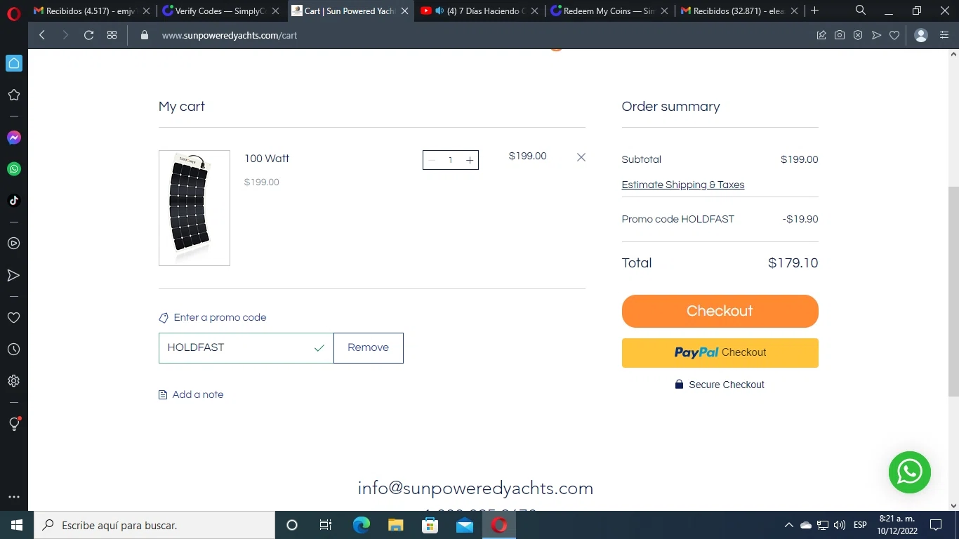 where to use Sure Marine Service promo code box