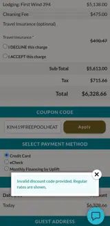 Sun Realty coupon verification screenshot