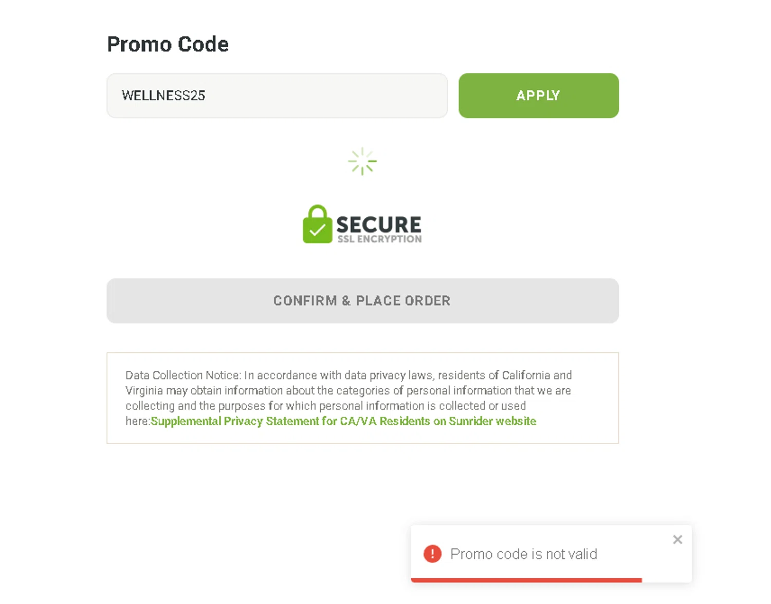 Sunrider coupon code screenshot showing code WELLNESS25 applied at Sunrider checkout page. Uploaded by SimplyCodes community member Netheryno on Sep 17, 2025