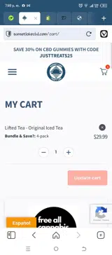 Sunset Lake CBD coupon verification screenshot