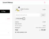 Sunset Makeup coupon verification screenshot