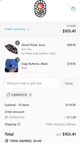CANDICE10 coupon verification screenshot