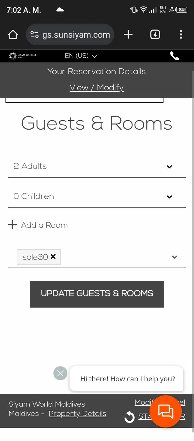 Sun Siyam Resorts checkout page showing Sun Siyam Resorts promo code box | Screenshot taken by SimplyCodes community member on Mar 31, 2024