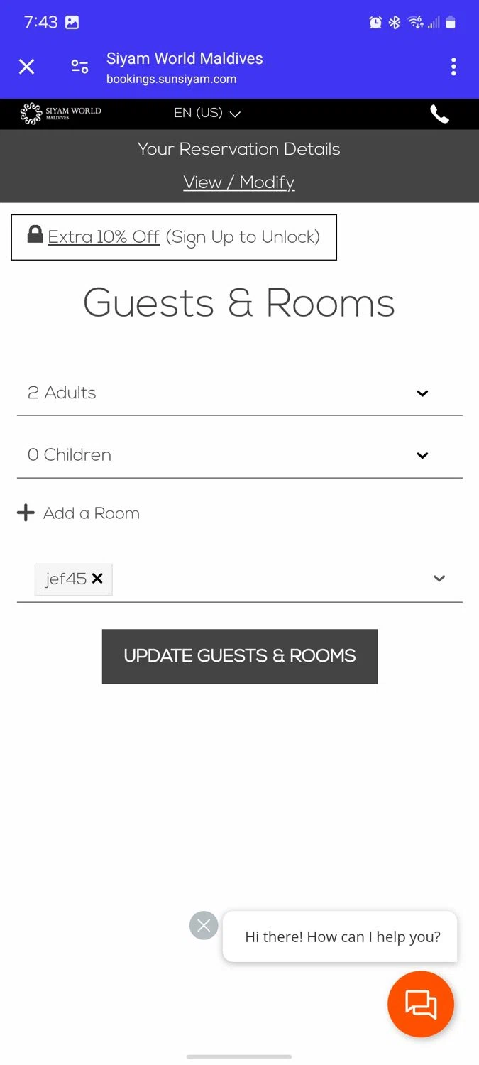 Sun Siyam Resorts checkout page showing Sun Siyam Resorts promo code box | Screenshot taken by SimplyCodes community member on Apr 13, 2024