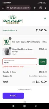 RELAX coupon verification screenshot