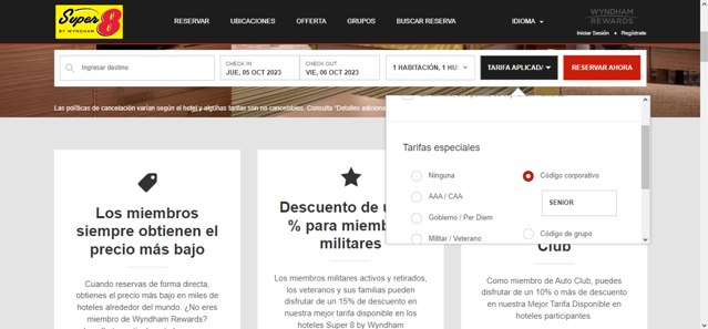 Super 8 checkout page showing Super 8 promo code box | Screenshot taken by SimplyCodes community member on Oct 5, 2023