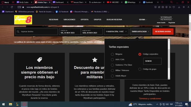 Super 8 checkout page showing Super 8 promo code box | Screenshot taken by SimplyCodes community member on Nov 3, 2023