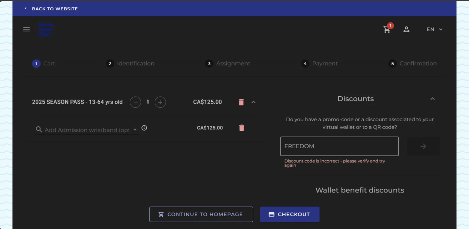Super Aqua Club promo code screenshot showing code FREEDOM applied at Super Aqua Club checkout page. Uploaded by SimplyCodes community member jupitera on Mar 18, 2025