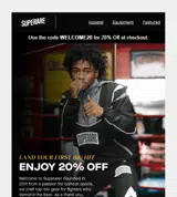 WELCOME20 coupon verification screenshot