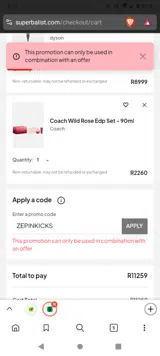 ZEPINKICKS coupon verification screenshot