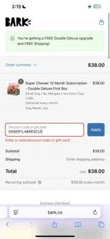 DESERTLABRESCUE coupon verification screenshot