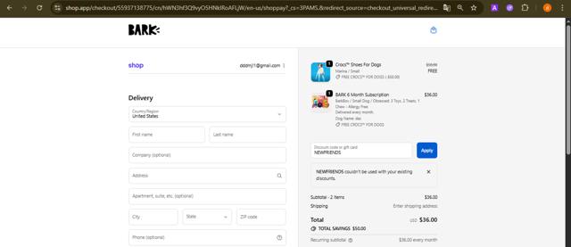 Super Chewer checkout page showing Super Chewer discount code box | Screenshot taken by SimplyCodes community member on Oct 3, 2025