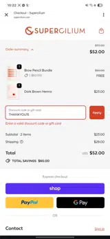 THANKYOU15 coupon verification screenshot