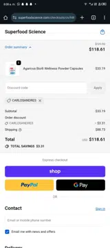 CarlosAndres coupon verification screenshot