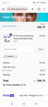 25HEFO coupon verification screenshot