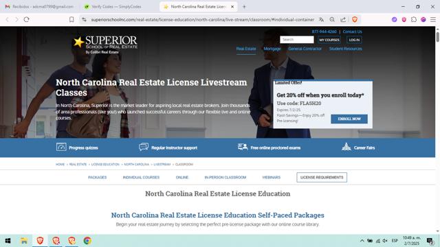 Superior School of Real Estate checkout page showing Superior School of Real Estate promo code box | Screenshot taken by SimplyCodes community member on Jul 2, 2025