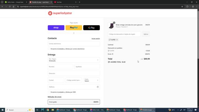 Super Lady Star checkout page showing Super Lady Star discount code box | Screenshot taken by SimplyCodes community member on Sep 12, 2025