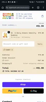 CASEY coupon verification screenshot