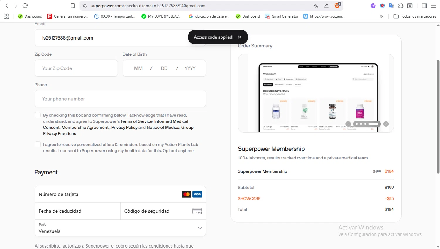 Superpower promo code screenshot showing code SHOWCASE applied at Superpower checkout page. Uploaded by SimplyCodes community member VoucherFalcon3942 on Dec 14, 2025