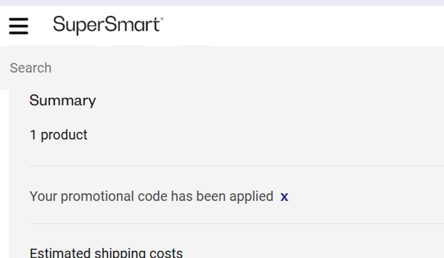 Supersmart US promo code screenshot showing code REINSC10 applied at Supersmart US checkout page. Uploaded by SimplyCodes community member CleverLynx5188 on Dec 24, 2025