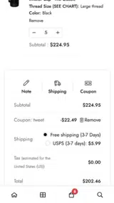 TWEET coupon verification screenshot