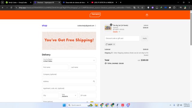 Superspace checkout page showing Superspace discount code box | Screenshot taken by SimplyCodes community member on Sep 3, 2025