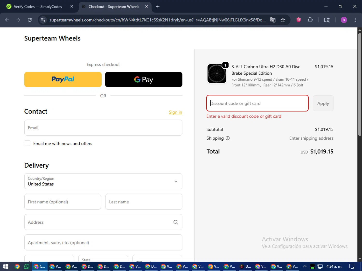 SUPERTEAM discount code screenshot showing code super26 applied at SUPERTEAM checkout page. Uploaded by SimplyCodes community member travisscott on Nov 4, 2025