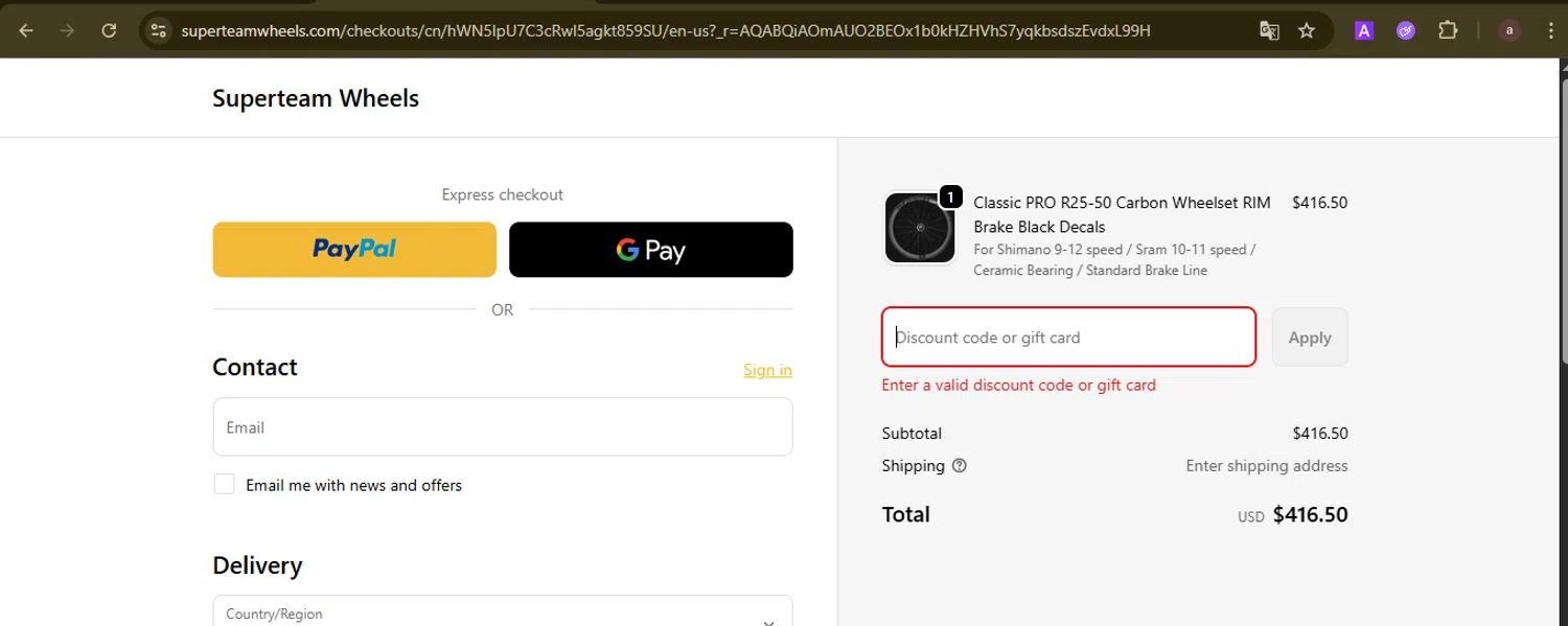 SUPERTEAM discount code screenshot showing code SPEED5 applied at SUPERTEAM checkout page. Uploaded by SimplyCodes community member GoldCurator1773 on Nov 27, 2025
