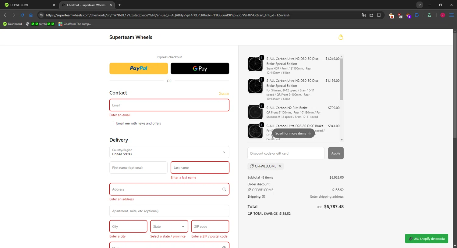 SUPERTEAM discount code screenshot showing code OFFWELCOME applied at SUPERTEAM checkout page. Uploaded by SimplyCodes community member RewardMaverick6941 on Dec 9, 2025