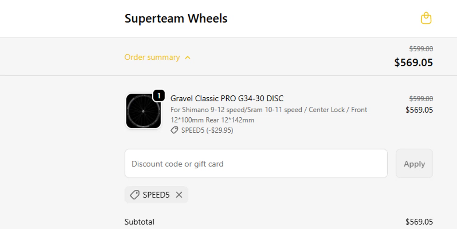 SUPERTEAM discount code screenshot showing code SPEED5 applied at SUPERTEAM checkout page. Uploaded by SimplyCodes community member ashe1986 on Dec 8, 2025